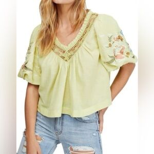Free people Bohemia embroidered top